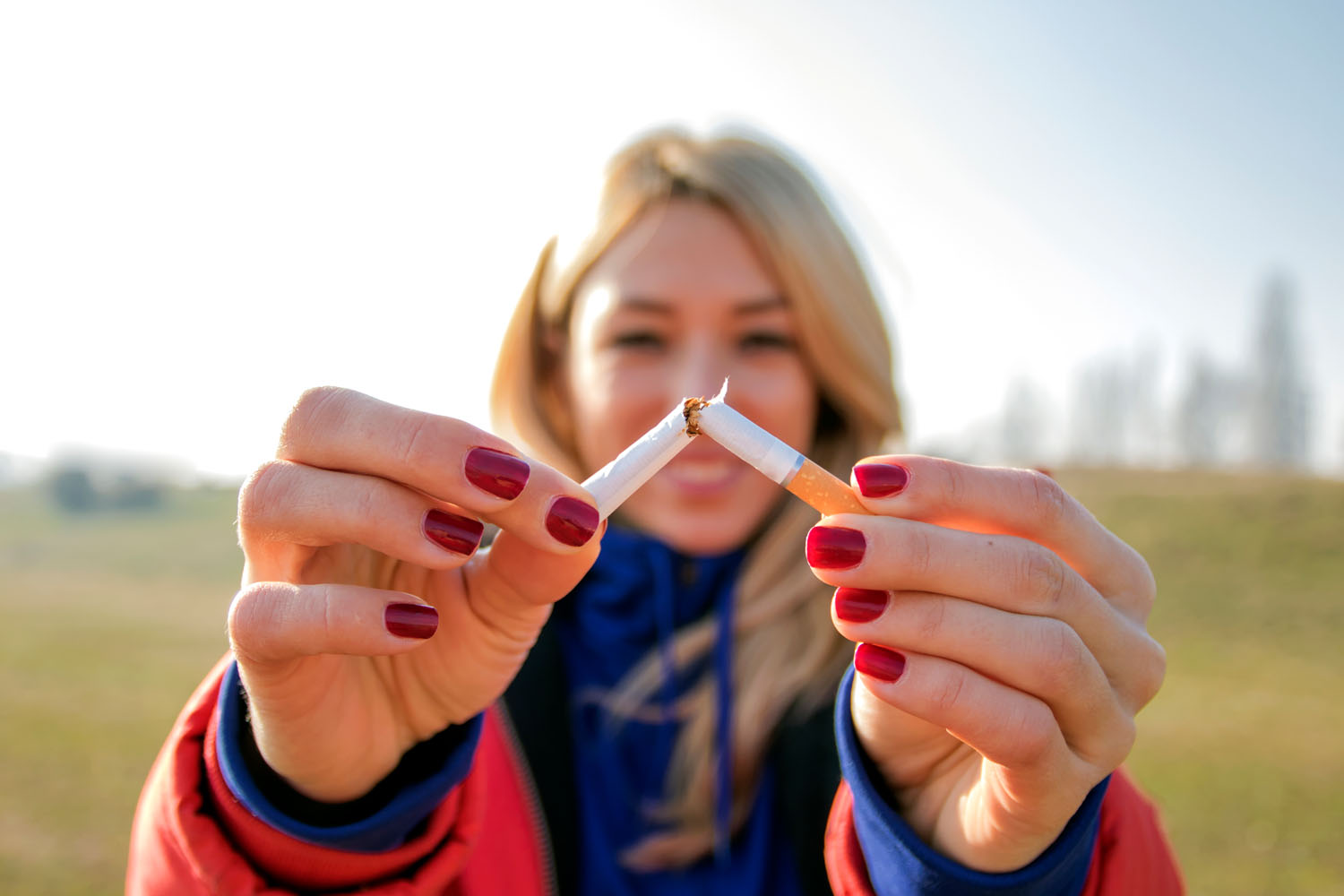 Addiction Medicine photo with woman quiting smoking